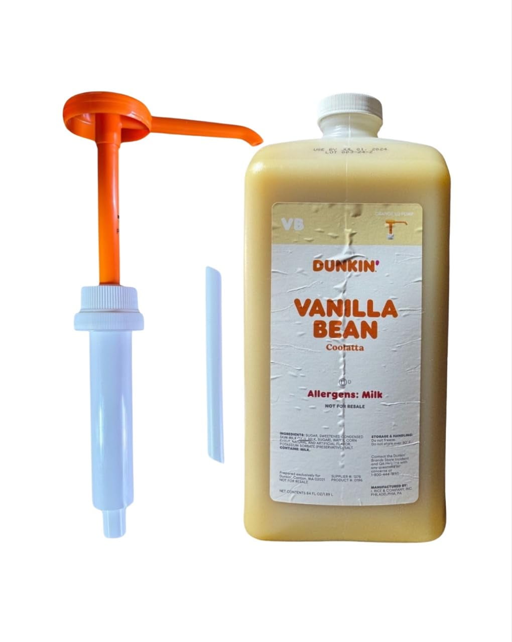 Donuts Vanilla Bean Coolatta SauceSwirlSyrup 64 Oz Jug (With Pump