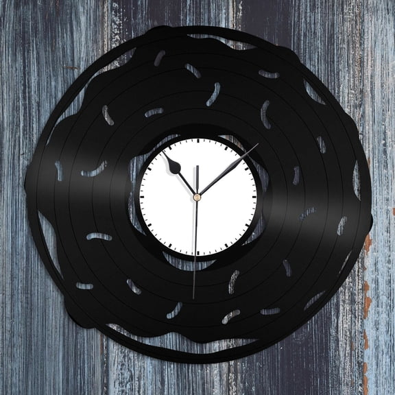 Donuts Vinyl Wall Clock Unique Gift for Friends Room Anniversary Decoration Vintage Design Office Bar Room Home Decor