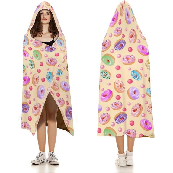 Donuts with A Fruit Hooded Blanket Soft Fleece Flannel Blanket All Season Blankets for Bed Decorative 60"x80"