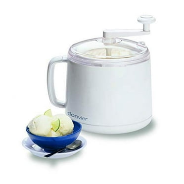 Donvier 837450 Manual Ice Cream Maker, 1-Quart, White