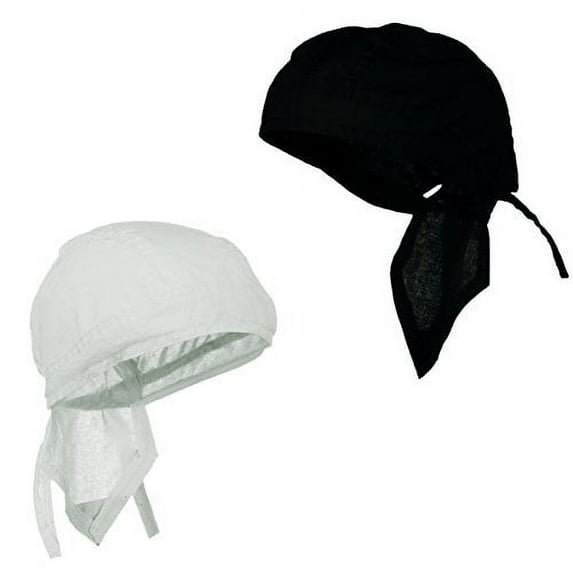 Doo Rag Du Rag Do Cotton Bandana Chemo Cap (White and Black)