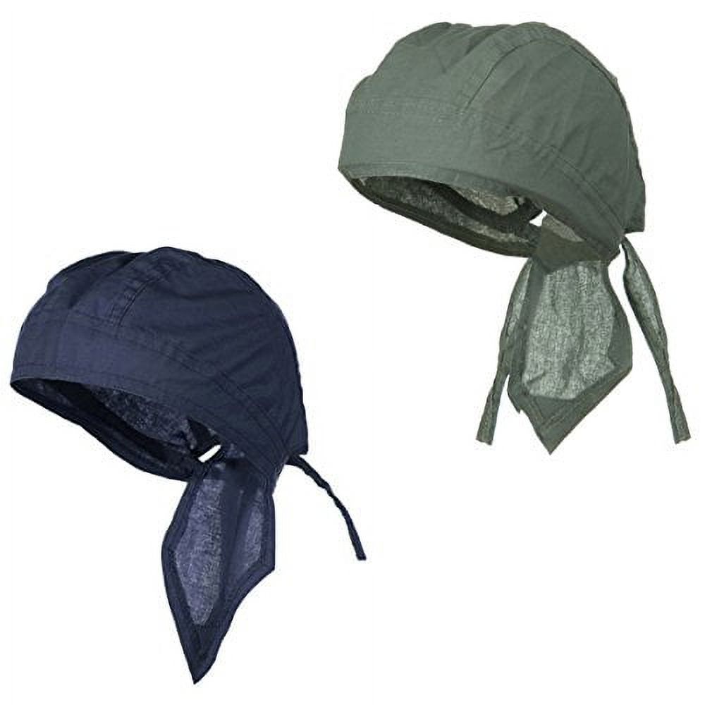 Doo Rag Du Rag Do Cotton Solid Color Bandana Head Wrap Chemo Cap (Gray and Navy Blue) - image 1 of 1