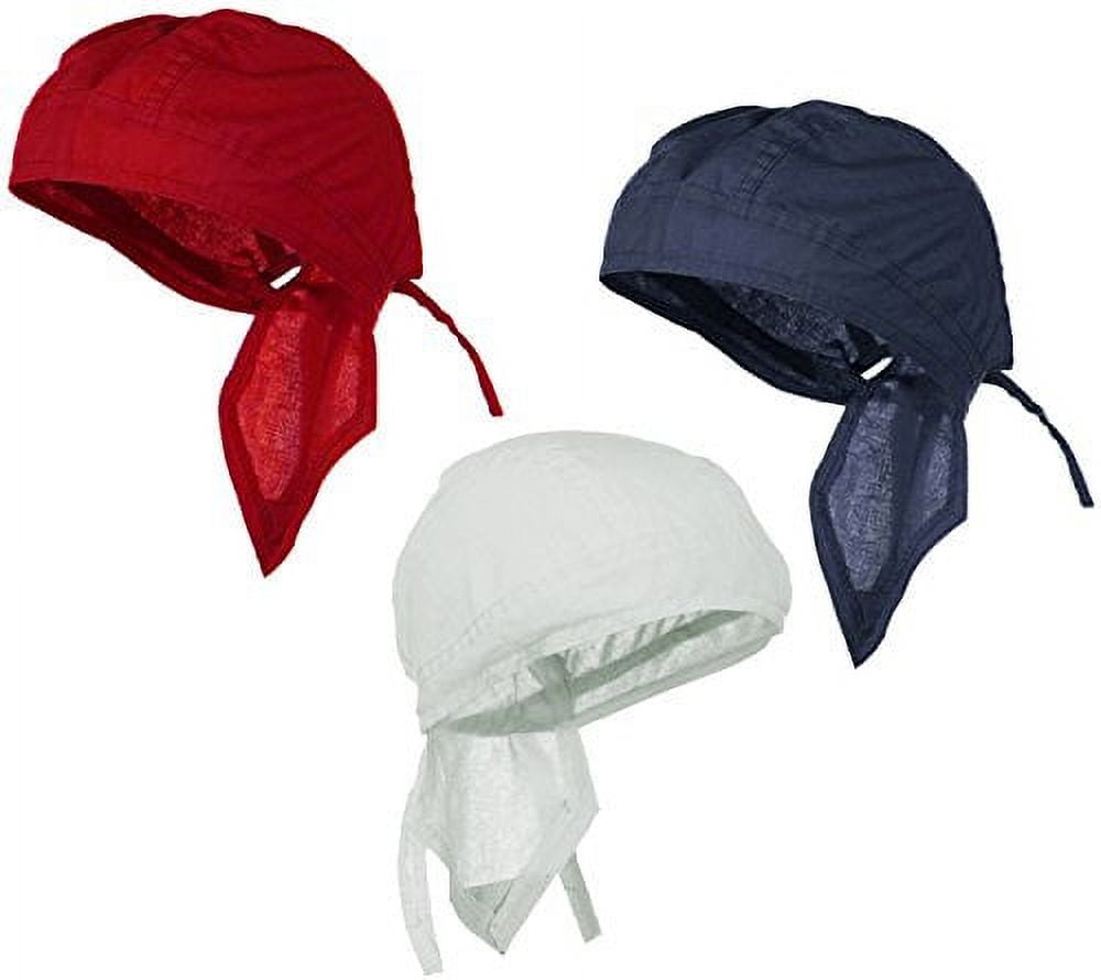 Buy Caps & Hats, Red White Blue Cotton Motorcycle Skull Caps Set, Pack ...