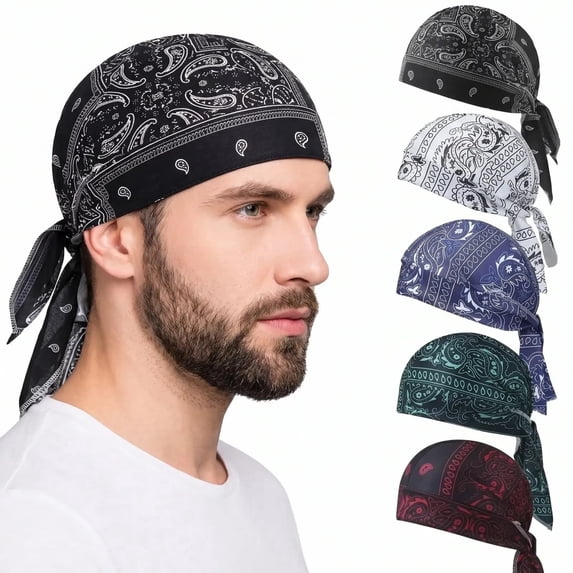 Doo Rags for Men, Cooling Dew Rag Helmet Liner, Large Size Motorcycle ...