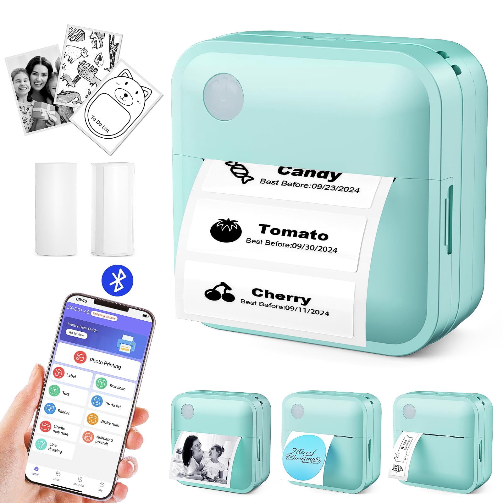 Doobuli Label Maker Machine with Tape - Thermal Label Printer Bluetooth ...