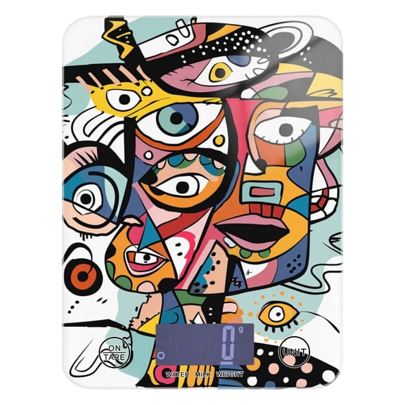 Doodle Abstract Character Food Scale Digital Kitchen Scale Waterproof Grams Ounces lbs for Weight Loss