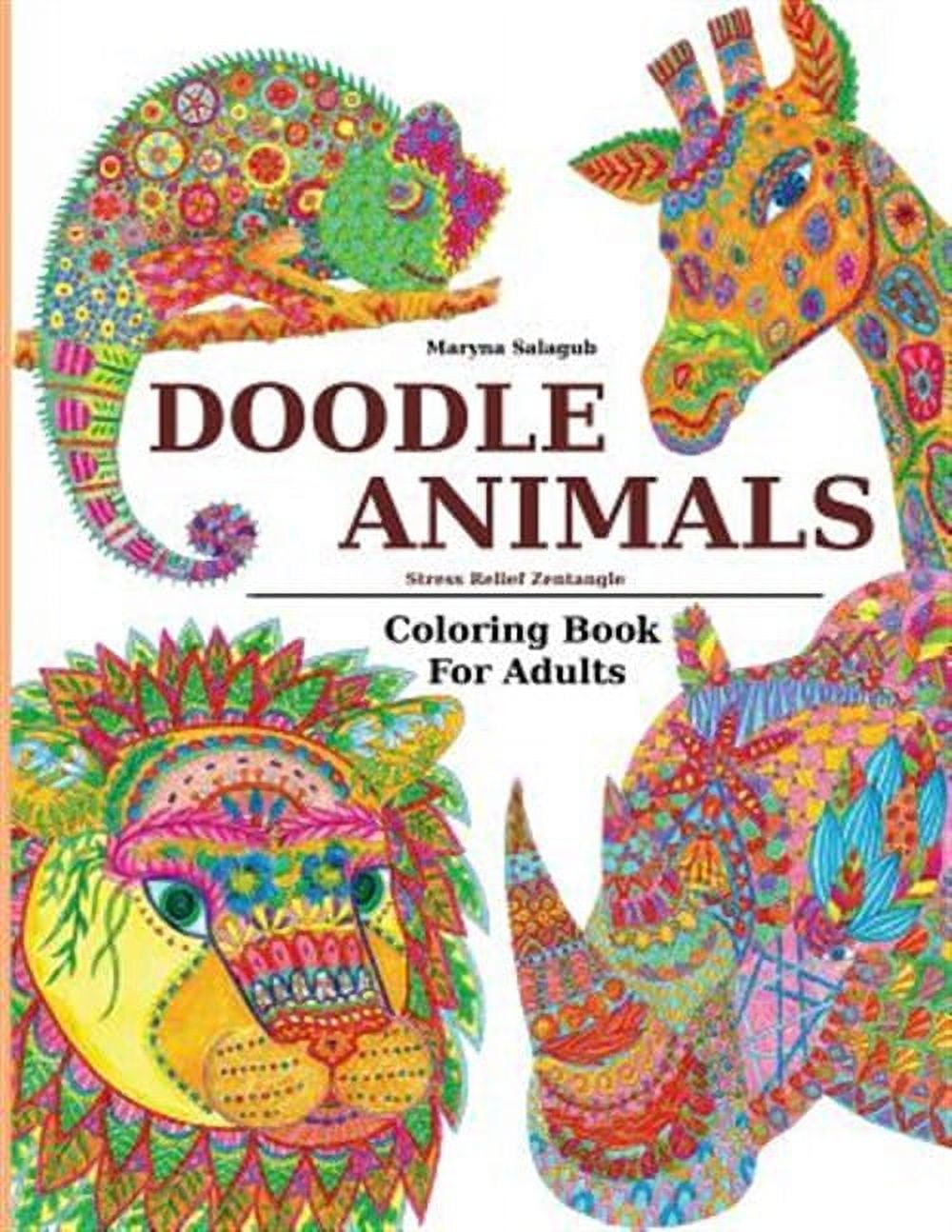 Doodle Animals Stress Relief Zentangle Coloring Book for Adults ...