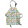 thumbnail image 1 of Doodle Apron Cartoon Style Animals Lion Zebra Frog Dinosaur Crocodile Bat Rhino Fun Illustration, Unisex Kitchen Bib Apron with Adjustable Neck for Cooking Baking Gardening, Multicolor, by Ambesonne, 1 of 3