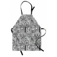 thumbnail image 1 of Doodle Apron Ethnic Design with Some Geometrical Shapes with Leaves and Dots African Culture, Unisex Kitchen Bib Apron with Adjustable Neck for Cooking Baking Gardening, Black White, by Ambesonne, 1 of 3