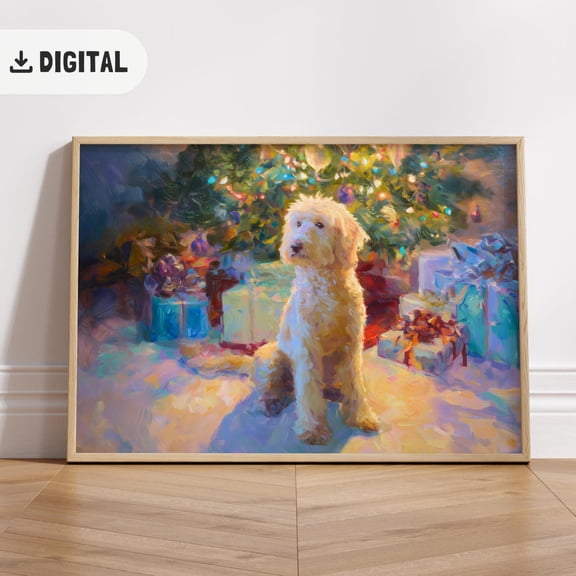 Doodle Art Poster: Labradoodle Dog Wall Decor, Poster Goldendoodle, Unframed Poster Size 8x12