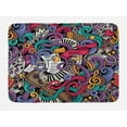 thumbnail image 1 of Doodle Bath Mat, Music Themed Hand Drawn Abstract Instruments Microphone Drums Keyboard Stradivarius, Non-Slip Plush Mat Bathroom Kitchen Laundry Room Decor, 29.5 X 17.5 Inches, Multicolor, Ambesonne, 1 of 2