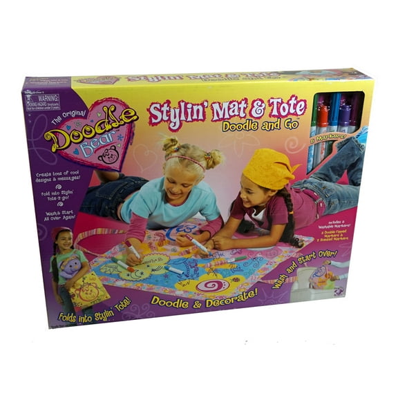 Doodle Bear 2-in-1 Stylin' Drawing Mat & Tote, Create Drawings & Fold Into Tote