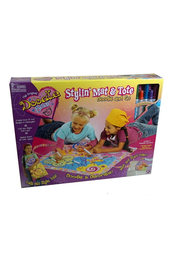 Doodle Bear 2-in-1 Stylin' Drawing Mat & Tote, Create Drawings & Fold Into Tote