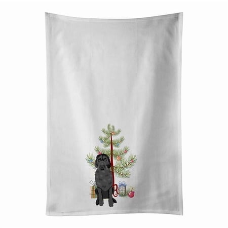 Doodle Black #3 Christmas White Kitchen Towel Set of 2 19 in x 28 in