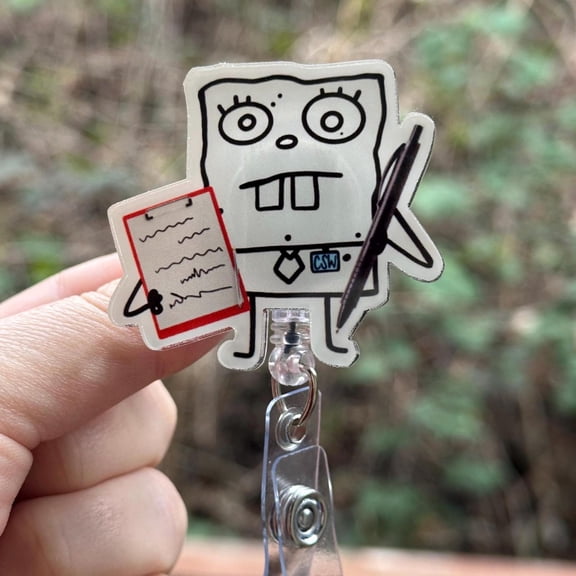 Doodle Bob Social Worker- CSW, MSW, Scribe badge reel, RN, Clinical, healthcare work accessory