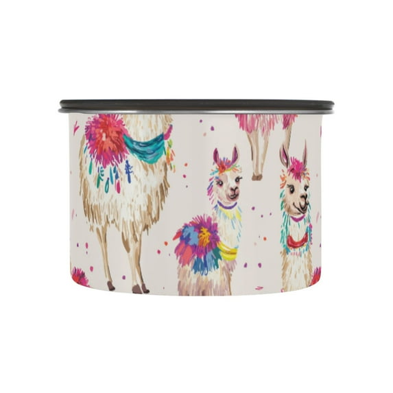 Doodle Boho Llama Airtight Coffee Bean Canister 17oz Food Storage Containers with Lids For Gournd, Tea, Sugar, Flour, Rice, Cereal, Candy Cookie Jar