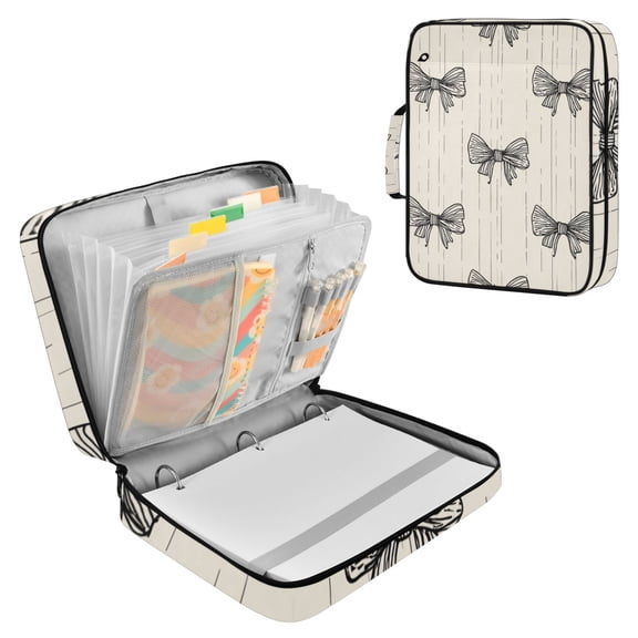 Doodle Bows Accordion File Organizer Expanding File Folder 3-Ring Binder Bag 500 Sheets A4 Size