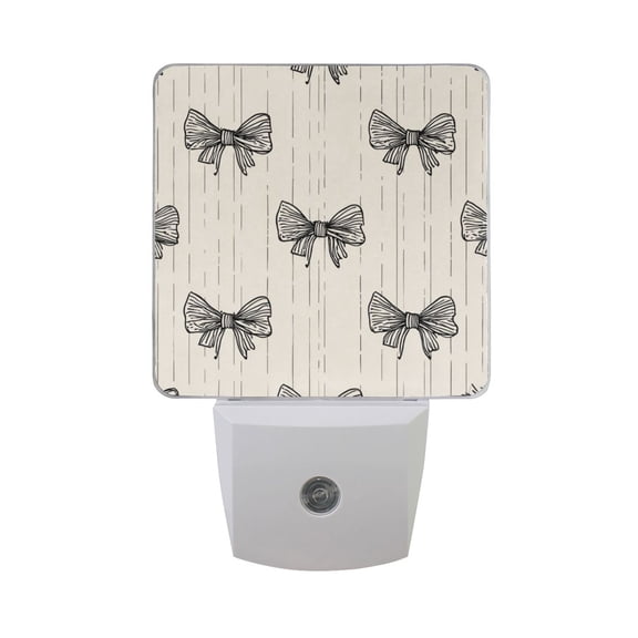 Doodle Bows LED Night Light Sensor Lamp Plug-in Adjustable Brightness 2 Pack