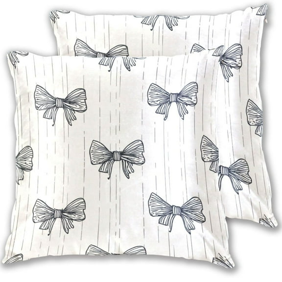 Doodle Bows Throw Pillow Covers Pillowcases 16 x 16 Inch Home Decor 2 Packs for Bedroom Sofa