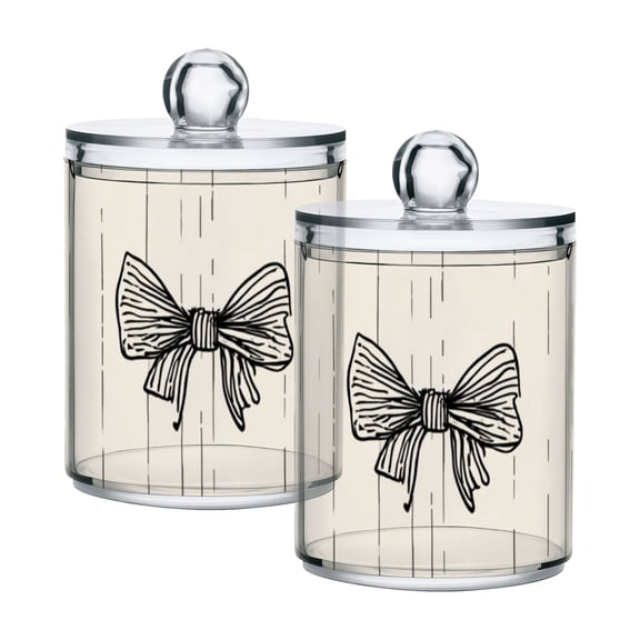 Doodle Bows Translucent Plastic Cans Storage Canisters with Lid Set of 2