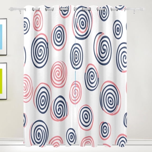 Doodle Circles Black Out Curtains 84 Inch Length Curtains for Sliding Glass Doors Bedroom Living Room 2 Pack