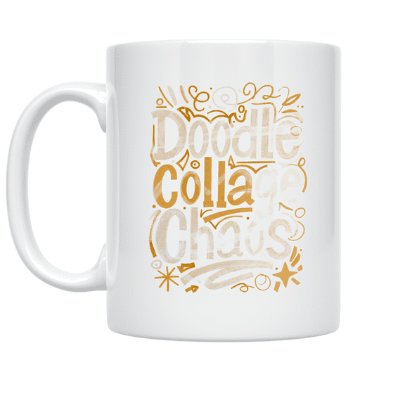 Doodle Collage Chaos Art - Doodle Art Enthusiast - 11 oz Ceramic Coffee Mug