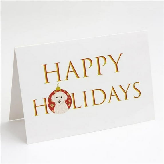 Doodle Cream #2 Happy Holidays Greeting Cards and Envelopes Pack of 8 7 in x 5 in