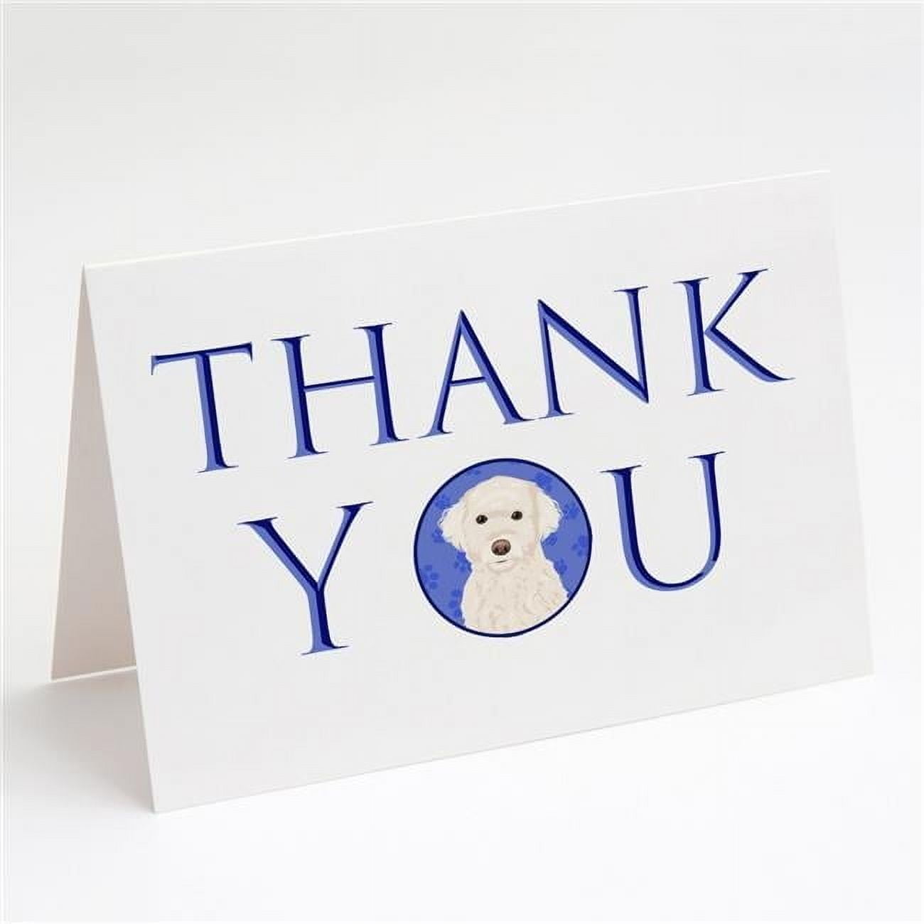 Doodle Cream #2 Thank You Greeting Cards and Envelopes Pack of 8 7 in x 5 in