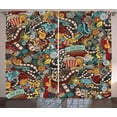 thumbnail image 1 of Ambesonne Hipster Curtains 2 Panel Set, Cinema Items Popcorn, 108" x 108", Multicolor, 1 of 3