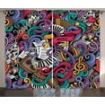 thumbnail image 1 of Ambesonne Hipster Curtains 2 Panel Set, Music Theme Instruments, 108" x 84", Multicolor, 1 of 3
