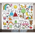 thumbnail image 1 of Ambesonne Cartoon Curtains 2 Panel Set, House Girl and Boy Bear, 108" x 108", Multicolor, 1 of 3