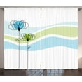 thumbnail image 1 of Ambesonne Flowers Curtains 2 Panel Set, Summer Flowers, 108" x 108", Apple Green Aqua, 1 of 3