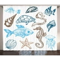 thumbnail image 1 of Ambesonne Hipster Curtains 2 Panel Set, Underwater Marine Life, 108" x 96", Dark Blue Cocoa, 1 of 3