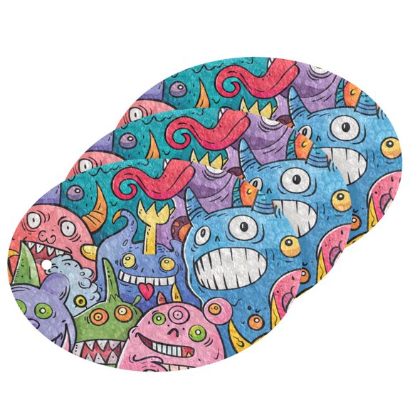 Doodle Cute Monsters 3 Dish Sponges Bulk Delicate Clean Non Scratch Compressed Sponges Kitchen Sponges BPA Free