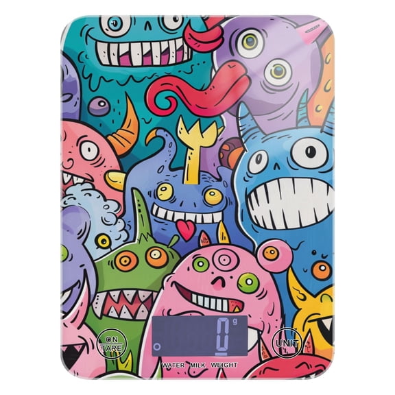 Doodle Cute Monsters Food Scale Digital Kitchen Scale Waterproof Grams Ounces lbs for Weight Loss