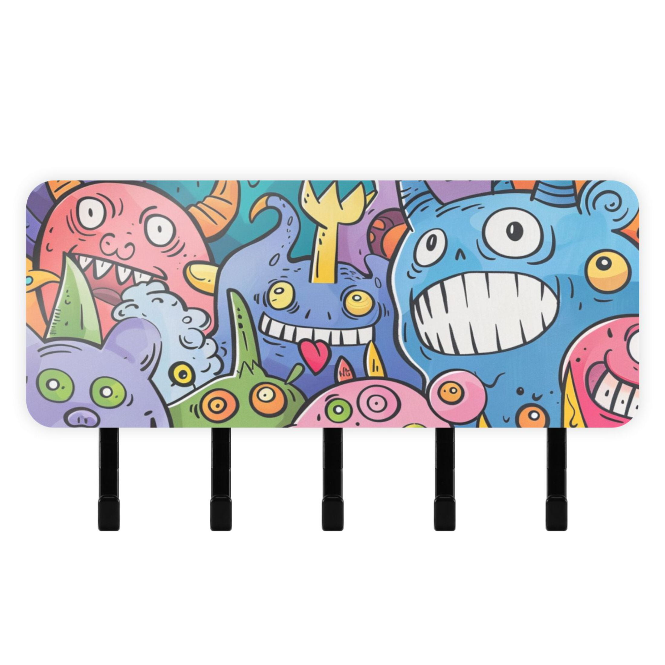 Doodle Cute Monsters Key Holder for Wall Mail Holder Organizer with 5 ...