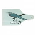 thumbnail image 1 of Doodle Cutting Board, Cursive Chase Adventure Text and Exotic Bird on Branch, Decorative Tempered Glass Cutting and Serving Board, in 3 Sizes, by Ambesonne, 1 of 2