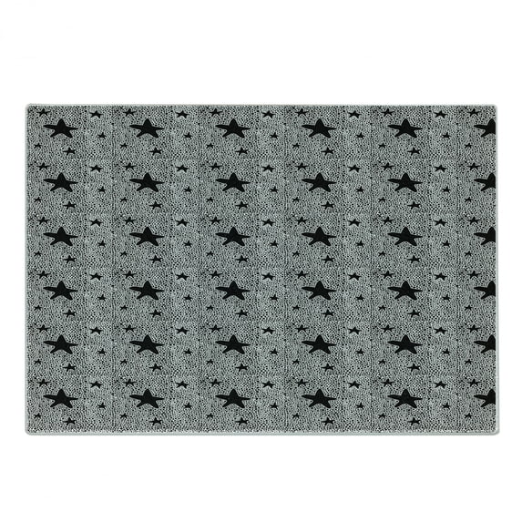 Doodle Cutting Board, Monochrome Creative Modern Star Form with Hand Drawn Dots Spots Minimalist, Decorative Tempered Glass Cutting and Serving Board, in 3 Sizes, by Ambesonne