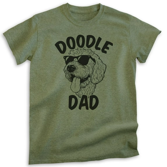 Doodle Dad T-shirt, Unisex Men's Shirt, Golden Doodle Owner, Best Dog Dad Gift, Heather Military Green, Medium
