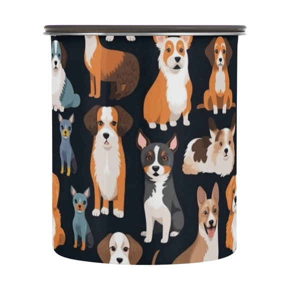 Doodle Dog Prints Puppy Airtight Coffee Bean Canister 30oz Food Storage Containers with Lids For Gournd, Tea, Sugar, Flour, Rice, Cereal, Candy Cookie Jar