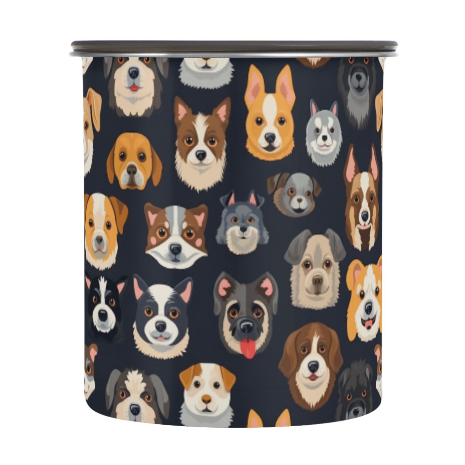 Doodle Dogs Print Puppy Airtight Coffee Bean Canister 30oz Food Storage Containers with Lids For Gournd, Tea, Sugar, Flour, Rice, Cereal, Candy Cookie Jar