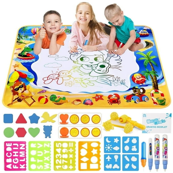 GPED Doodle Drawing Mat, 40 x 32 inch Large Aqua Magic Water Drawing Mat Toy Gifts for Boys Girls Kids Painting Writing Pad Educational Learning Toys for Toddler 3 4 5 6 Years Old
