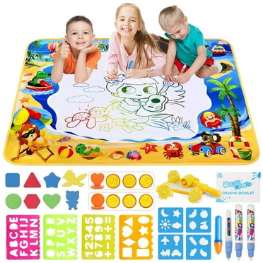 Doodle Drawing Mat 40 x 32 inch Large Aqua Magic Water Drawing Mat Toy Gifts for Boys Girls Kids Painting Writing Pad Educational Learning Toys for Toddler 3 4 5 6 Years Old