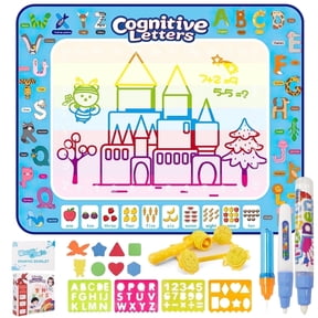 GPED Doodle Drawing Mat, 40 x 32 inch Large Aqua Magic Water Drawing Mat Toy Gifts for Boys Girls Kids Painting Writing Pad Educational Learning Toys for Toddler 3 4 5 6 Years Old(Alphabet)