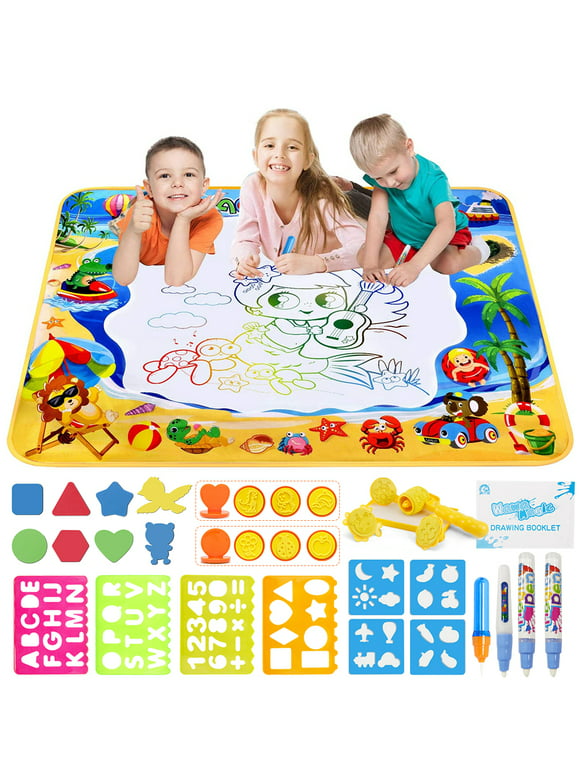 Doodle Drawing Mat 40 x 32 inch Large Aqua Magic Water Drawing Mat Toy Gifts for Boys Girls Kids Painting Writing Pad Educational Learning Toys for Toddler 3 4 5 6 Years Old