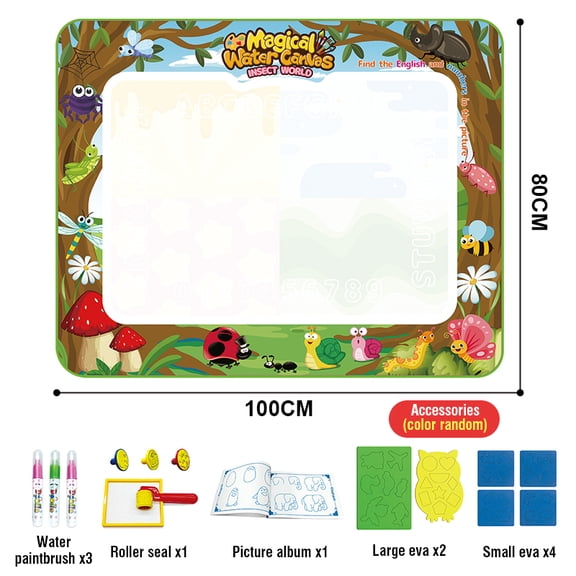 Doodle Drawing Mat, 40 x 32 inch Large Magic Water Drawing Mat Toy with Magic Accessories, Ages 3-8
