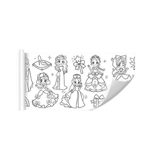 Doodle Drawing Paper Roll Self Adhesive Coloring Wall Paper Roll Easy Tear Art Sketch Paper, Long Drawing Roll for Home Classroom Art Studio Wall Painting Practice