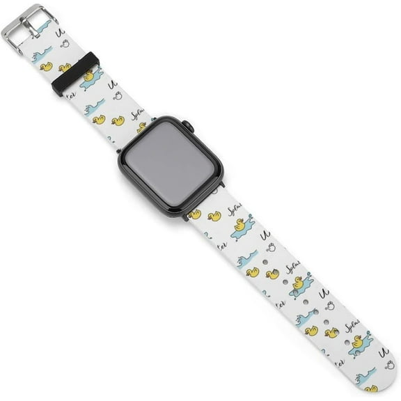 Doodle Ducks Compatible with Apple Watch Band 38mm 40mm 42mm 44mm Women Men, Soft Silicone Sport IWatch Bands Replacement Strap Compatible for IWatch Series 7 6 5 4 3 2 1 SE