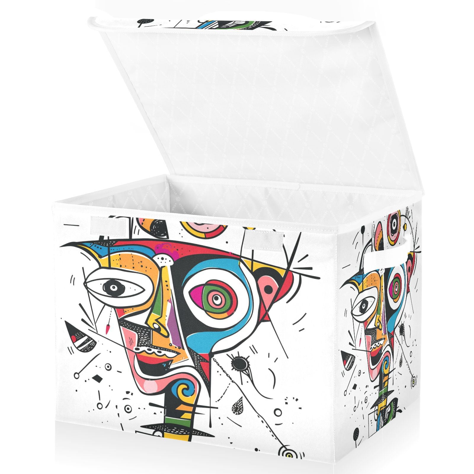 Doodle Face Abstract Storage Basket for Shelves Foldable Container ...