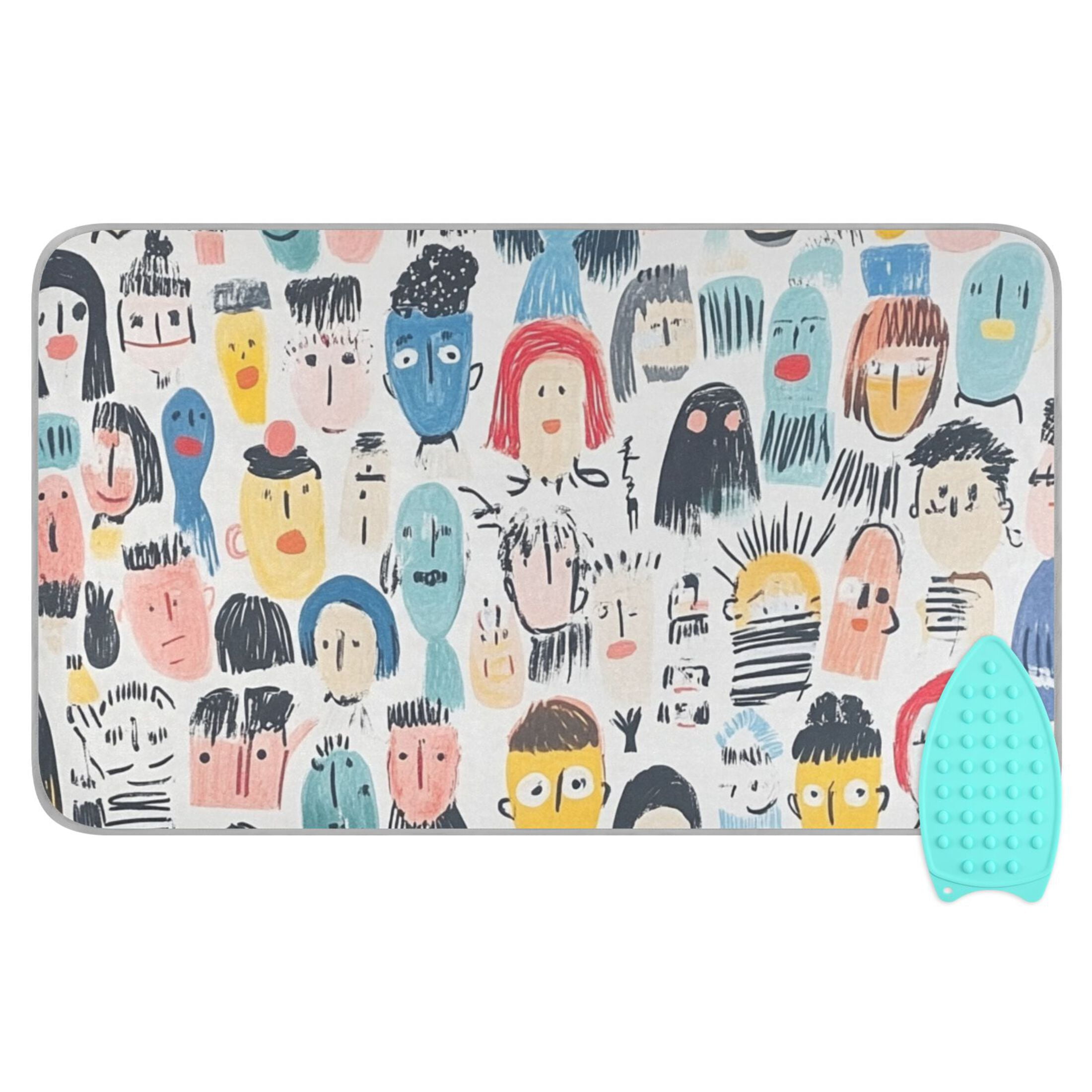 Doodle Faces Ironing Board Covers Heat Resistant Ironing Pad Mat Portable for Travel Washer Dryer Table